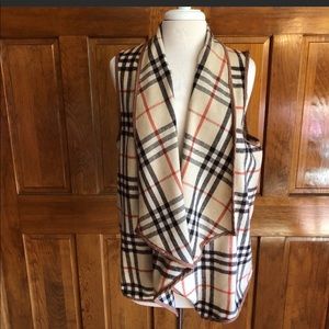 Beige Plaid Vest